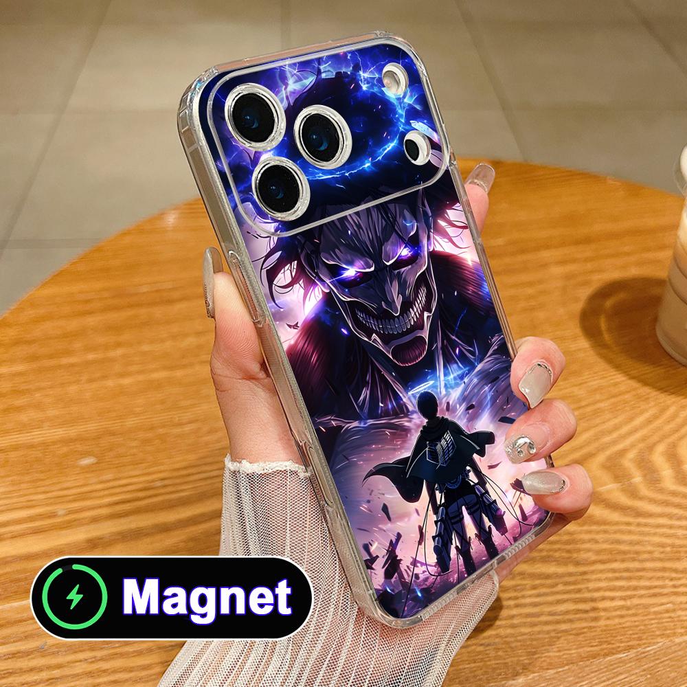 AOT Eren Yeager Clear TPU Magsafe Mobile Phone Case for iPhone 17 16 15 14 13 12 11 Air Pro Max Plus Mini Colorful Cover