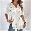 2026 Women's Turn-Down Collar Short Sleeve Top with Button Row - New Fashion