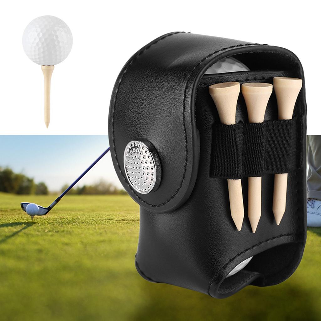 Golf Ball Bag Holder Clip Utility Pouch Sports Golfing Tackle Set with Balls Tees Black