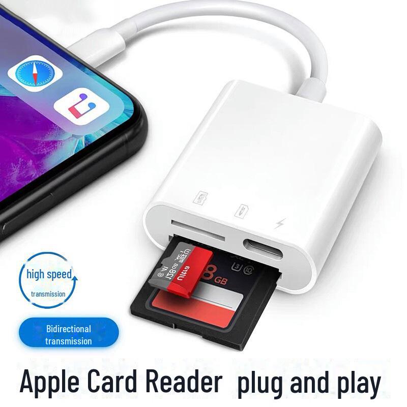 

Многофункциональный картридер и адаптер памяти Apple 15 Pro Max Apple to SD+TF+Charging, bag packing