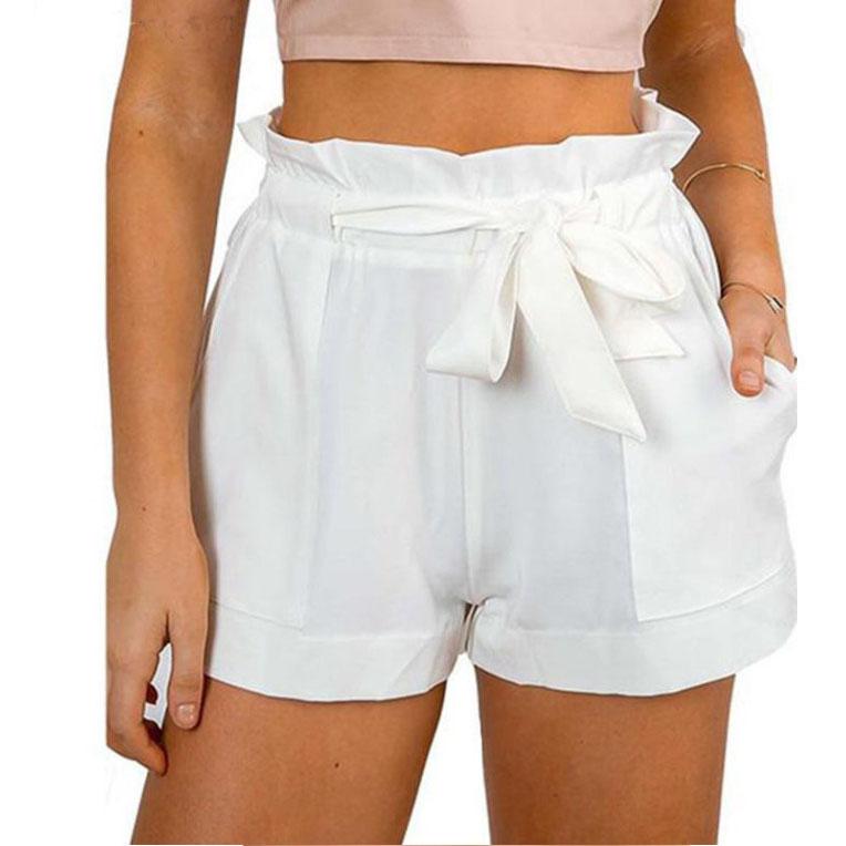 

Women s Wooden Ear Edge High Waist Leg Shorts Plus Size XS