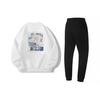 Li Ning Flower Theme Print Fashion Loose Breathable Round Neck Pullover Long Sleeve Sweatshirt Casual Sports Suit YWDV397-2+AKLUA73-4