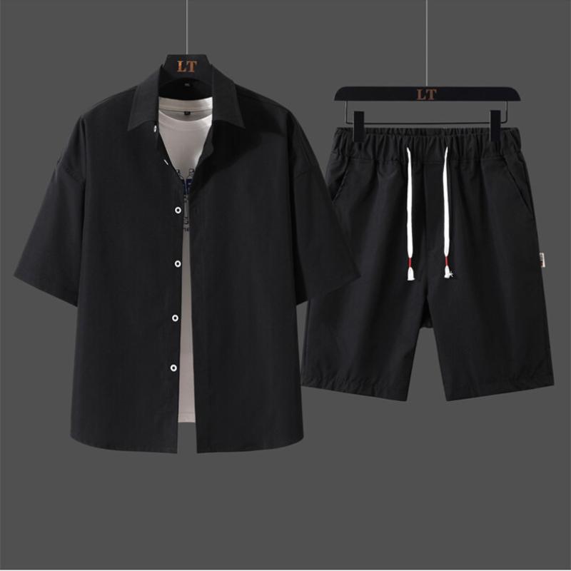 Abito casual da uomo, abiti estivi alla moda, stile coreano, pantaloncini, camicia a maniche corte