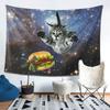 Space Cat Hamburguer Tapestry Trendy Dorm Decor Gift for Graduation Birthday Parties MultiSize Flat Print Wall Art