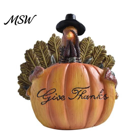 Thanksgiving Table Decor Autumn Harvest Figurine Ornament, Decorative Resin Statue, Turkey/Scarecrow/Pumpkin Festive Tabletop Ornament Set Centerpiece
