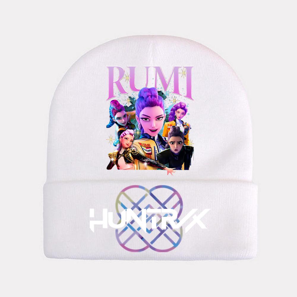 K-Pop Demon Hunters Kids Boys Girls Rumi Zoey Mira Knitted Hat Velvet Hat Autumn Winter Warm Kids Knitted Cap