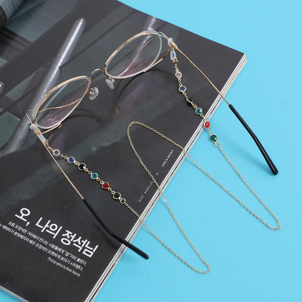 Kolorowy Pasek do Okularów z Kostkami Fashion Łańcuszek Naszyjnik do Okularów (Złoto)