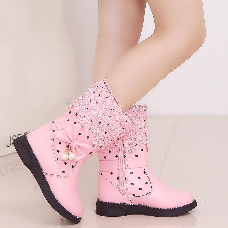 Girls Boots New Autumn Fashion Princess Kids Soft Sneakers Child Snow Boots Spring PU Leather Children Shoes Kids EU Size 27-37