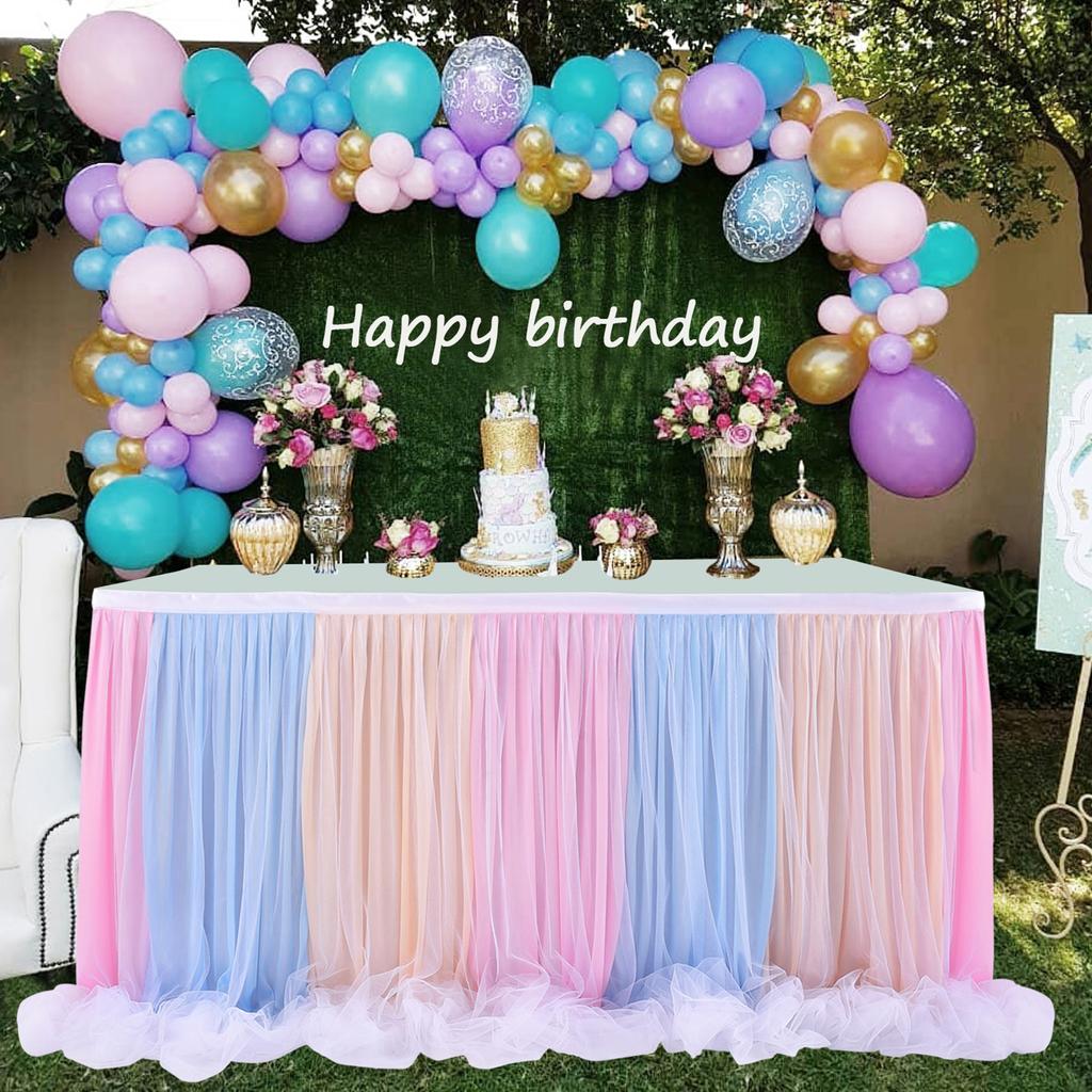 Table Skirt Home Party Gauze Tablecloth Wrap Gauze Floor Long Yarn Used for Wedding Christmas Decoration Dessert Hotel