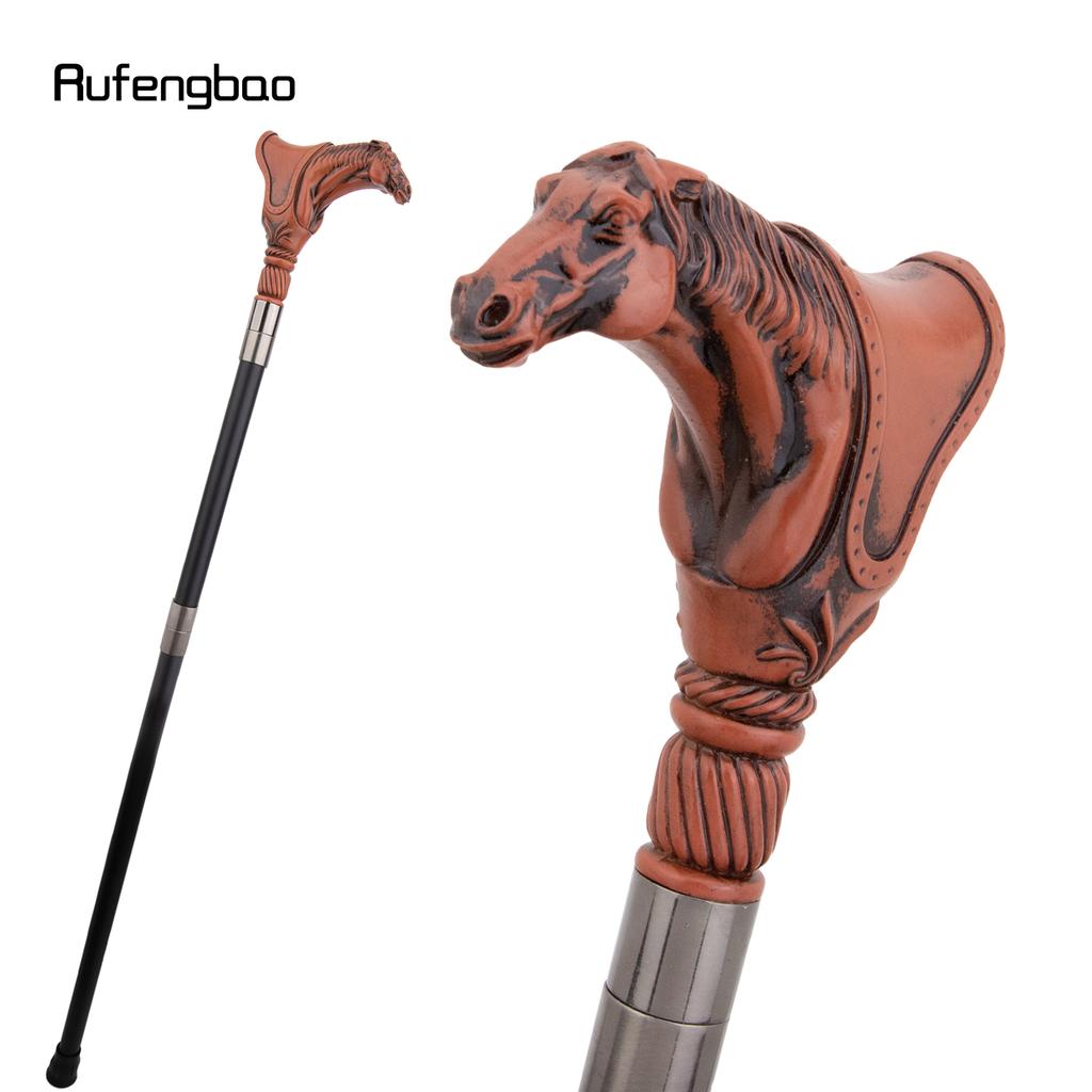 Red Resin Horse Head Animal Fashion Walking Stick Decorative Cospaly Vintage Party Fashionable Walking Cane Crosier 94cm