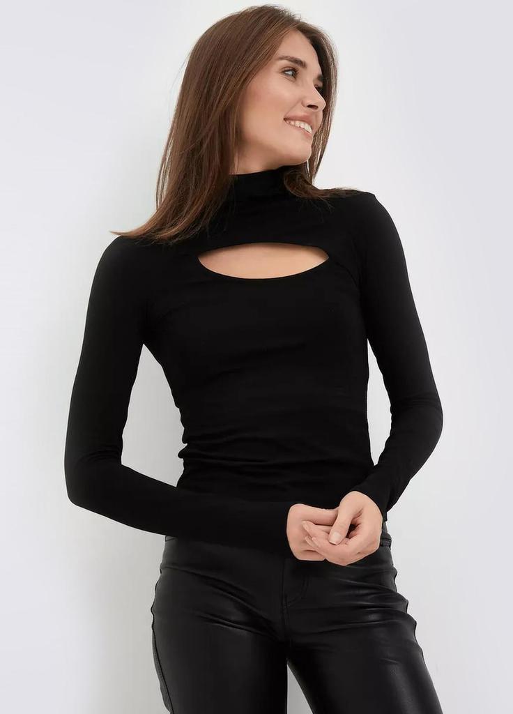 Bluză cu mâneci lungi din bumbac cu decolteu