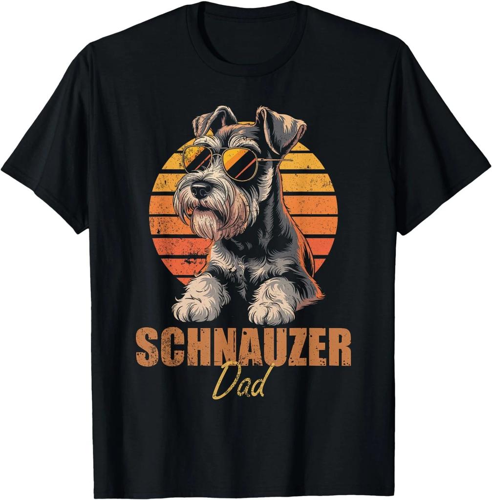 Retro Miniature Schnauzer Dad Funny Vintage Dog Lovers T-Shirt