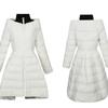 New Fashion Mid-length Slim Fit Cotton Jacket Thin Beige White Waist Light Luxury Style Warm