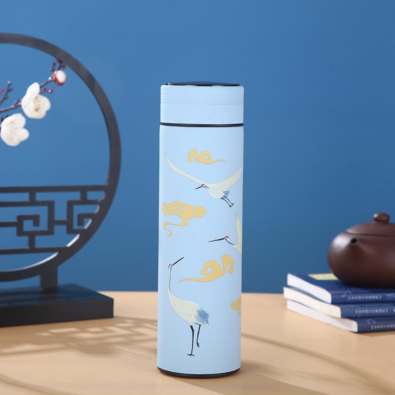 500ml 304 Stainless Steel Insulation Thermos Mug Chinese Style Smart Display Temperature Mug
