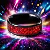 8MM Fashion Red Men's Rings Unique Black Stainless Steel Rings for Women Engagement Wedding Band Jewelry Gift Party Accessories