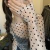 Pure Desire Style Spicy Girl Design Sense Perspektive Punktmuster T-Shirt Damen Sommer Mesh Sexy Lockerer Pullover Top