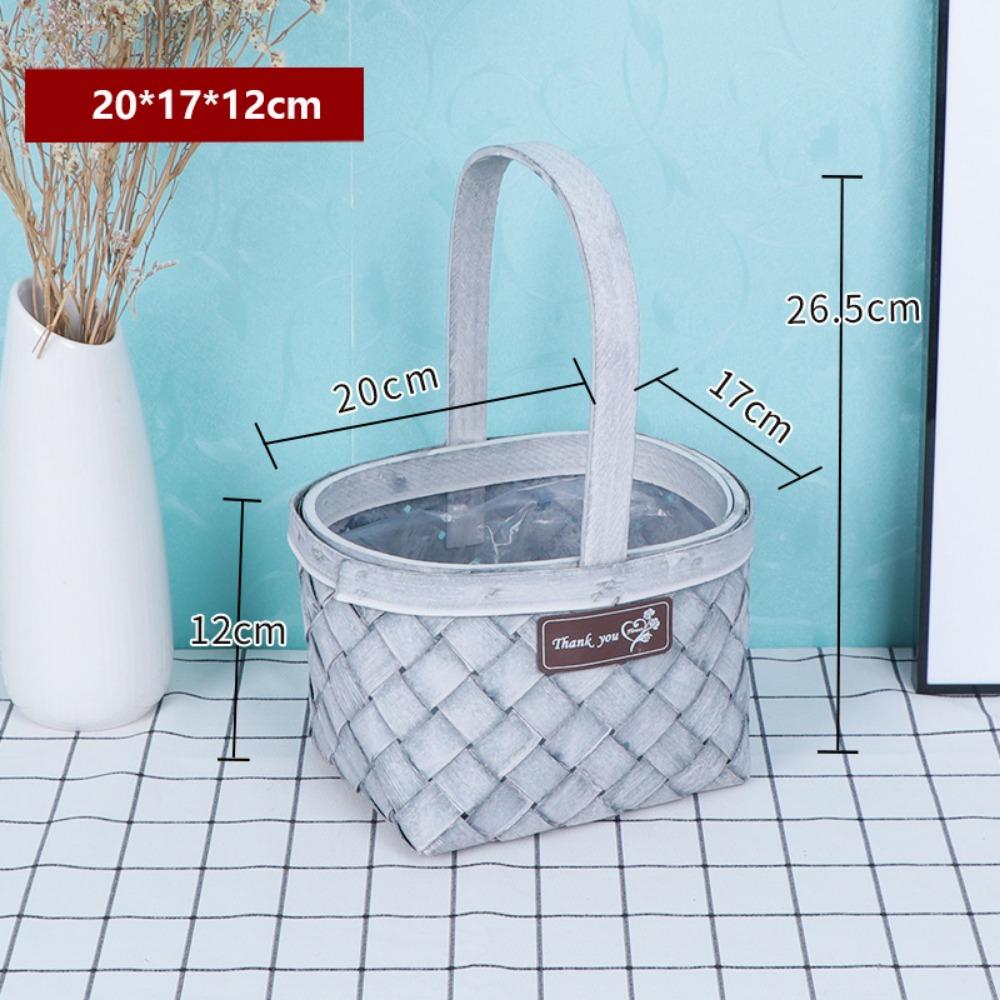 Handheld Wedding Candy Storage Basket with Handle Flower Basket  For Home Wedding Decor