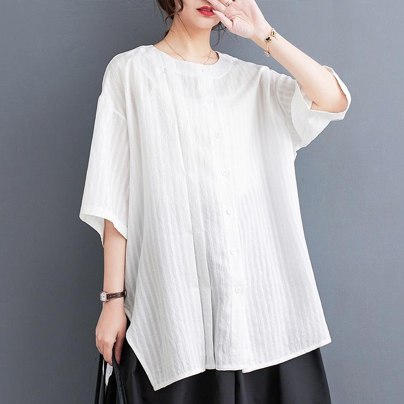 Camicie e camicette vintage in cotone a maniche corte oversize per camicetta Top estivi casual larghi da donna camicia con bottoni