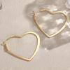 Polished Copper Hollow Heart Spring Hoop Earrings - Simple Gold Women's Earrings