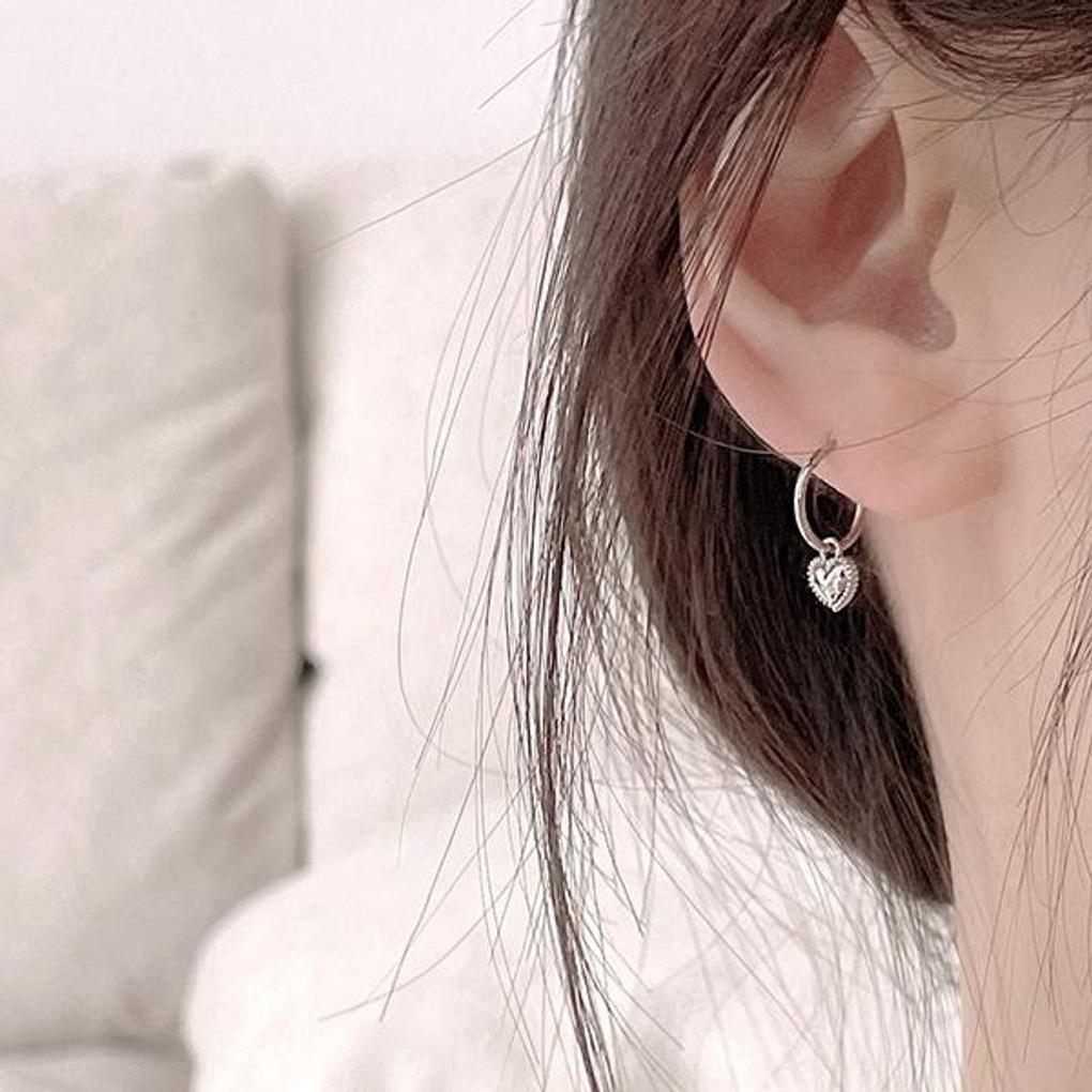 Women's Surgical Steel Drop Heart Ring Piercing Earrings