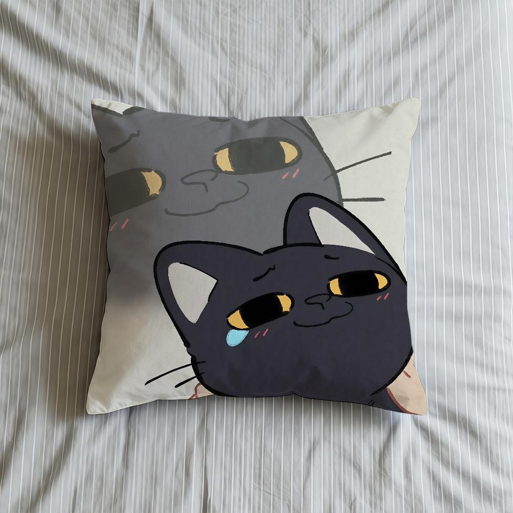 

Cute Cartoon Cushion Cover Soft Case For Sofa Living Black Room Home Comfortable Funny Cat Office Decor Protective Pillow Covers 30cmx30cm