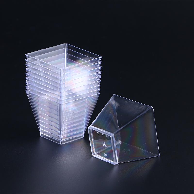 50pcs Dessert Cups 60ml Disposable Plastic Cups Clear Portion Transparent Trapezoidal Food Container for Jelly Yogurt Mousses
