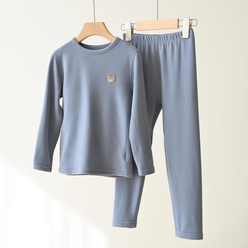 Class A Brushed 300g Warm Milk Silk Autumn/Winter Underwear Set for Older Kids