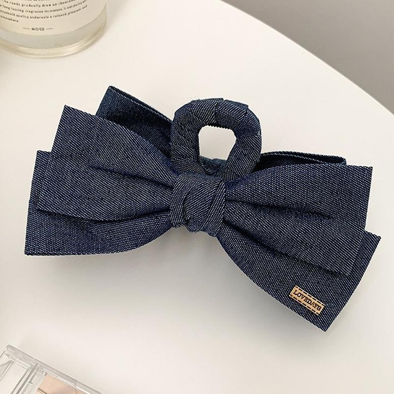 Modische Einfache Denim Schleife Haarspange Große Haarklammer Kopfschmuck Für Frauen Mädchen Süße Vielseitige Haaraccessoires Geschenke