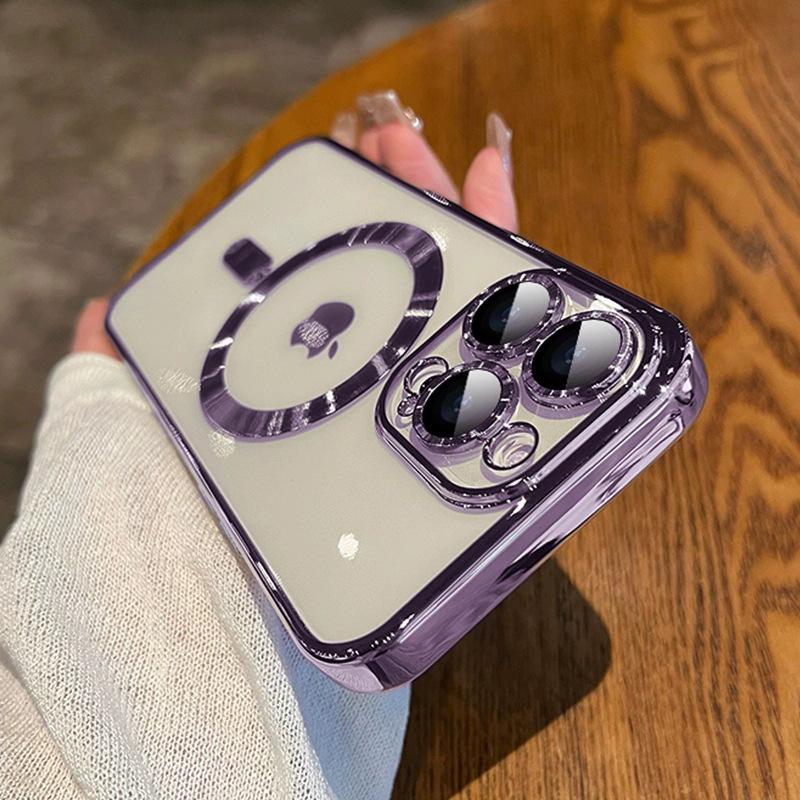 Man Luxury Plating Magnetic For Magsafe Case For iPhone 15 14 13 12 11 Pro Max 15 Plus Magnetic Wireless Charge Shockproof Cover
