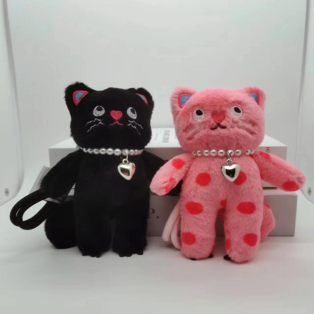 15cm Kawaii Rosa Katze Plüsch Schlüsselanhänger Niedlicher Katzen Plüsch Anhänger Weicher Tier Schlüsselanhänger Auto Schlüssel Schnalle Zubehör Mädchen Frauen Tasche Aufhängung
