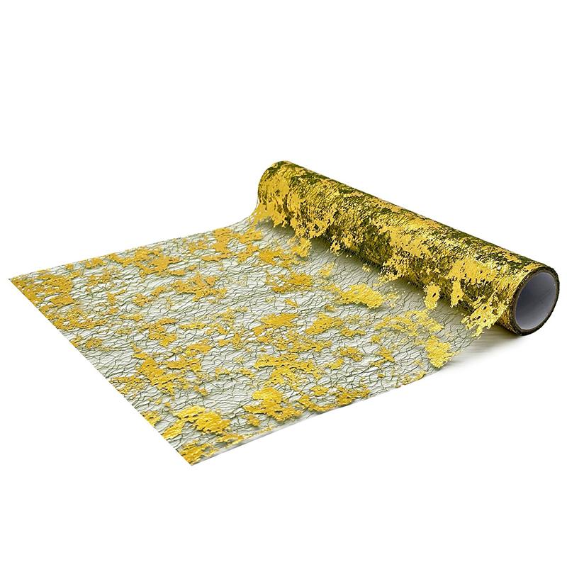 5 yardů třpytivý zlatý běhoun na stůl Horká ražba třpytivá bronzová fólie Síťovaný role Ubrousek na stůl Sprcha pro miminko Párty Svatba Vánoční dekor