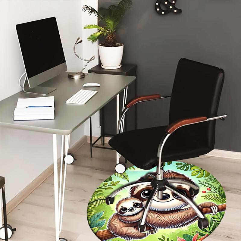 

1pc Sloth family in tropical jungle Round carpet, Made of Polyester,Perfect for Decorating Office Chairs, Living Rooms,fplt293 80cm by 80cm