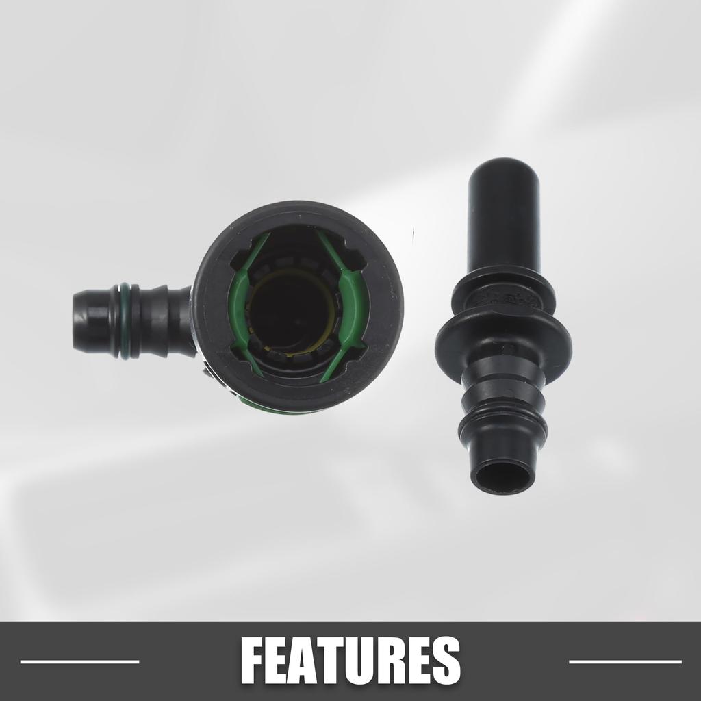 A ABSOPRO Car Fuel Line Hose Quick Release Connector Kit 90 Degree 11.8mm SAE To 5/16" 8mm Hose Plastic Green