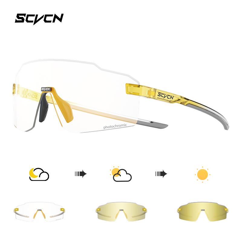 SCVCN Farbige photochrome Radsportbrille Sonnenbrille für Herren Radsport Straßen- und Mountainbike-Brille sowie für Damen Freizeit Wandern Winddicht