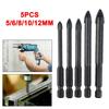 5 Stück Hartmetall Fliesen Porzellan Bohrer Set Keramik Glas Holz Lochöffner