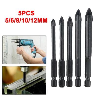 5Pcs Carbide Tile Porcelain Drill Bits Set Ceramic Glass Wood Hole Opener