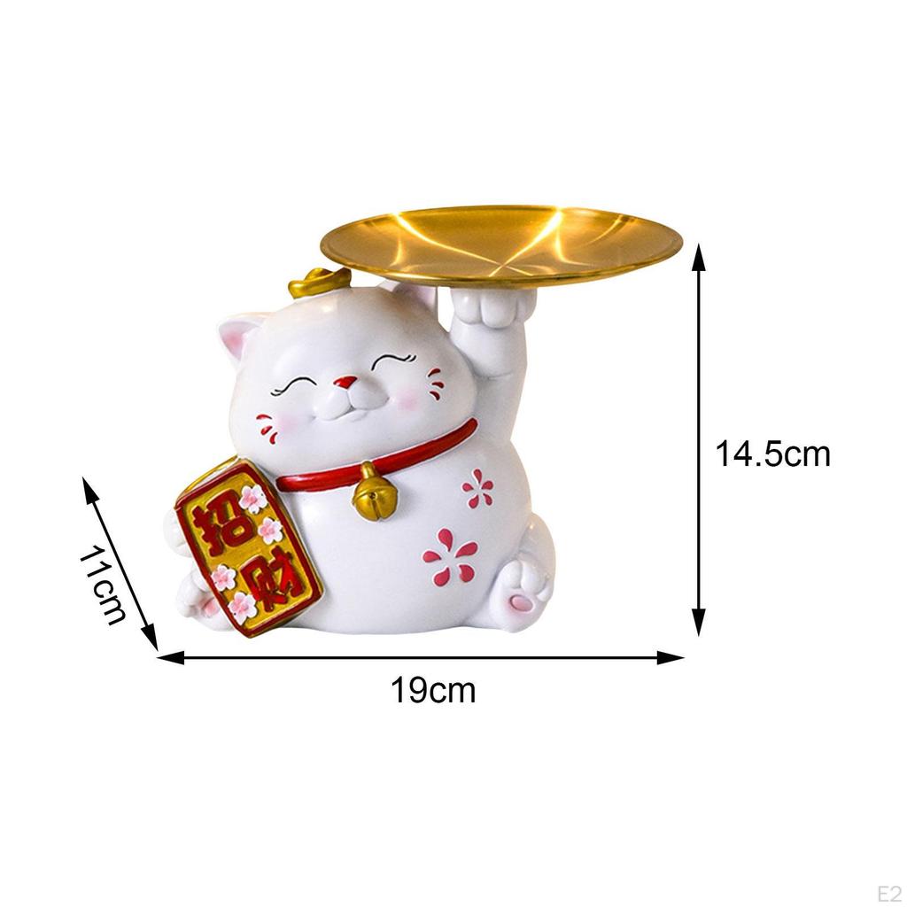 Cat Statue Jewelry Trinket Tray Ornament Home Decoration Sundries Container Key Storage