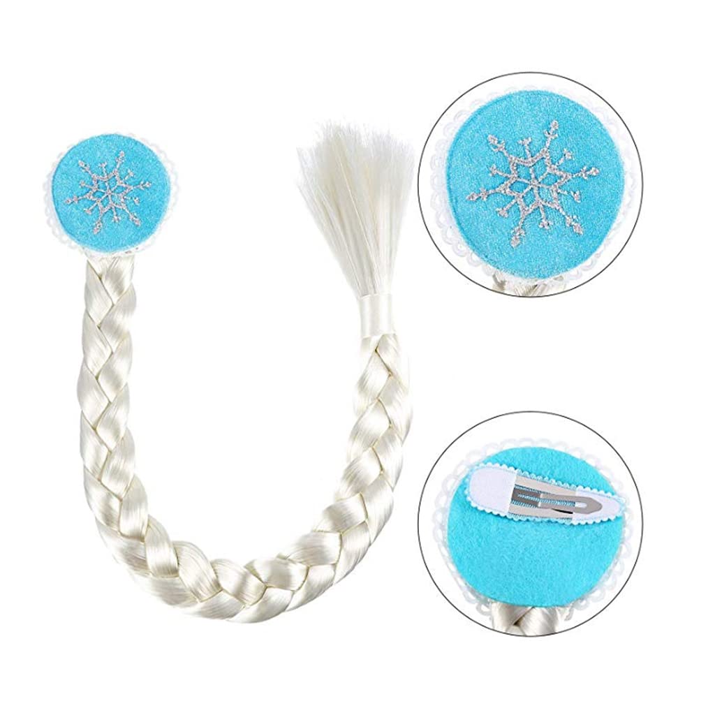 Princess Elsa Dress Costume for Luxury Ice Blue Heart Magic Braided [EKALA] Kids, 8-Piece Set, (Princess Dress, Tiara, Wand, Gloves, Necklace, Ring,