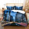 Cityscapes King Queen Duvet Cover Tall Buildings Landscape Bedding Set Busy Traffic View Quilt Cover Polyester Comforter Cover