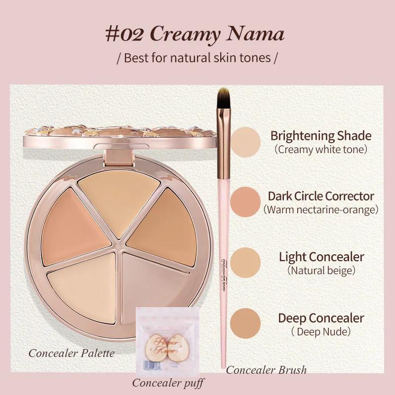 FLOWER KNOWS THE SWEETIE BEAR 4-Farben Concealer Aufhellungs-Palette Dunkle Augenringe Abdecken Volle Deckkraft Konturierung Foundation