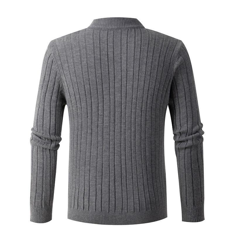 Men's Plus Size Cable Knit Half-High Collar Zipper Sweater - Autumn/Winter Casual Pullover
