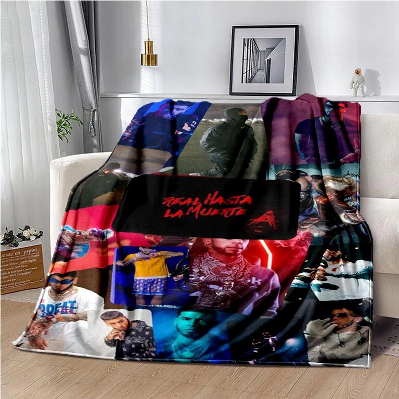 Anuel AA Rapper Hip Hop Singer Blanket Sofa Office Hiking Picnic Super Soft Quilt Fashion Flannel Throws Blanket Birthday Gift