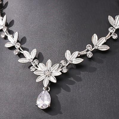 New Bridal Jewelry Set, Wedding Dress Accessories, Zircon Earrings and Necklace Two-piece Set