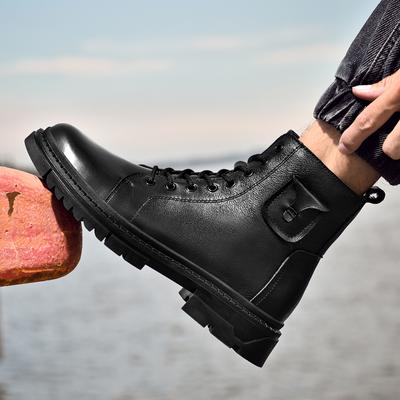 Fashion Genuine Leather Men's Outdoor Motocross Boots Non-slip Winter Ankle Boots High Top Men Casual Shoes Winter Snow Footwear