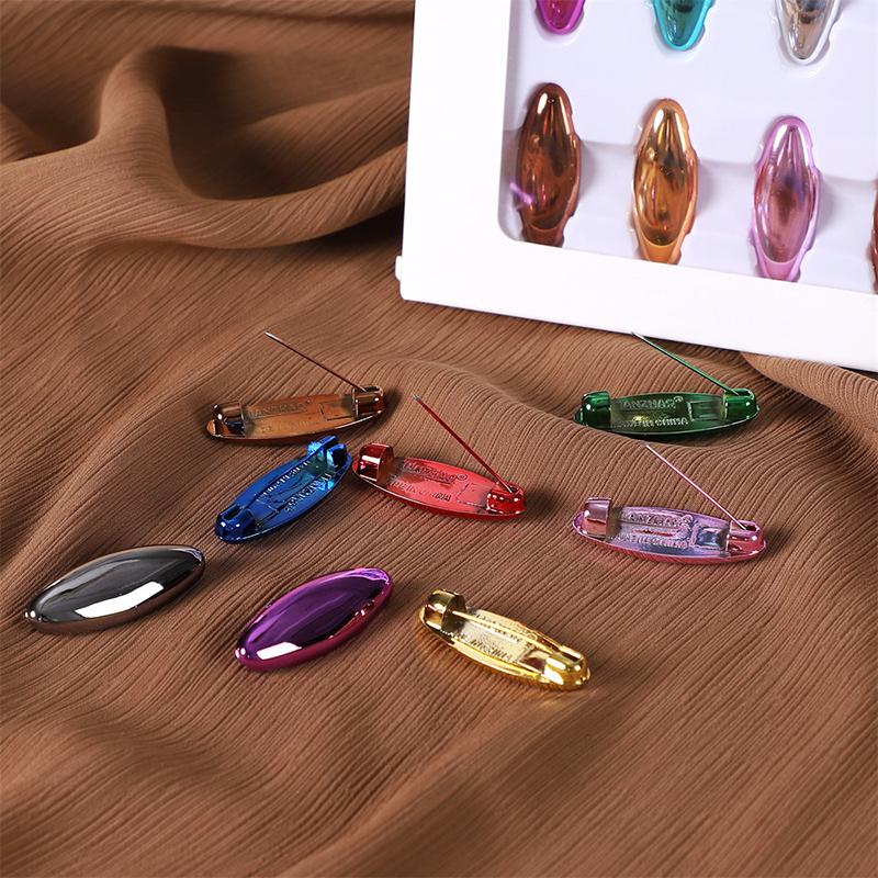 8Pcs/set High Quality Solid Color Plastic Brooch Needle Fix Scarf Islamic Turban Accessory Hijab Brooch Elegantly Safety Pin