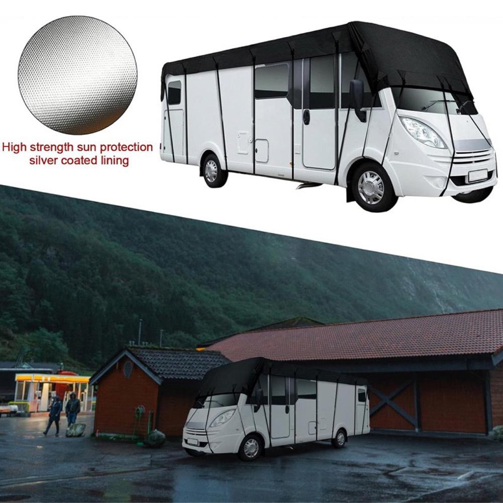210D Oxford Cloth RV Roof Protective Cover Black Foldable Sunscreen RV RV Cover Resistant Roof Waterproof Supplies 16.4ft*9.84ft