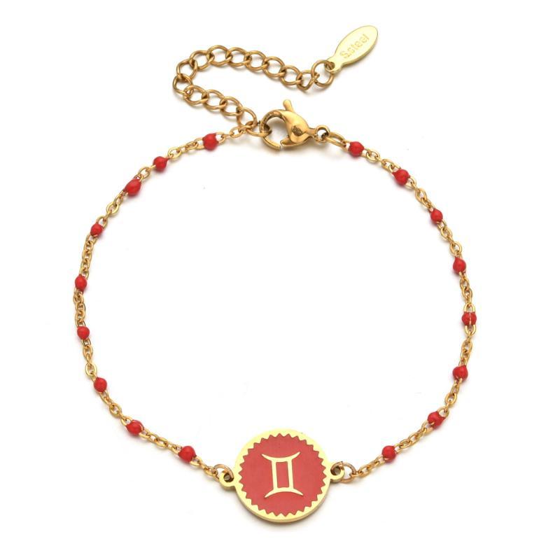 Stainless Steel Chain Zodiac Sign 12 Constellation Bracelet Charm Gold Color Chain Bracelet For Women Birthday Jewelry Gifts