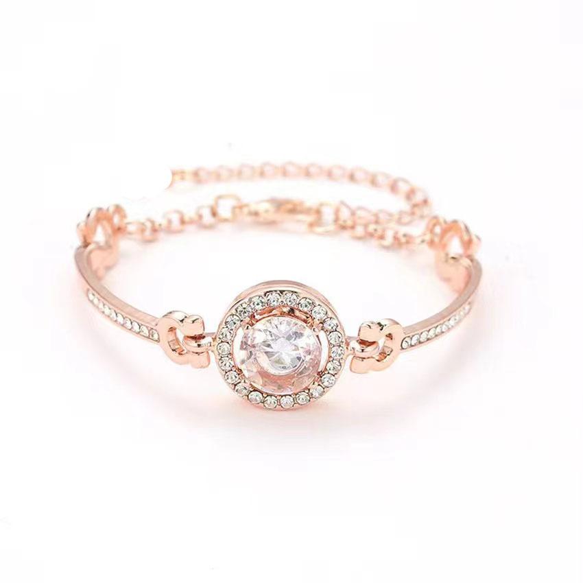 Luxury Rhinestone 4-Piece Jewelry Set, Necklace Earrings Bracelet Ring