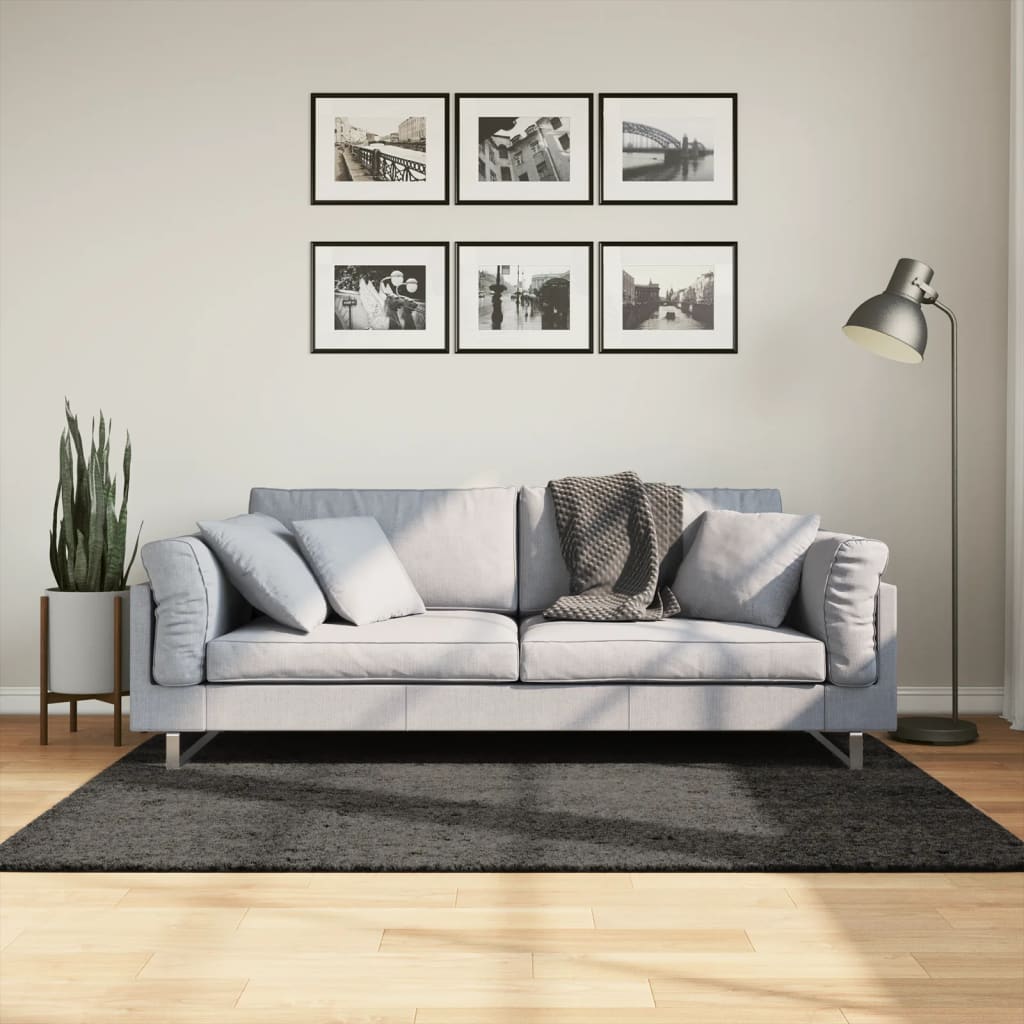 ISTAN High Pile Shiny Rug In Anthracite 120 X 170 Cm