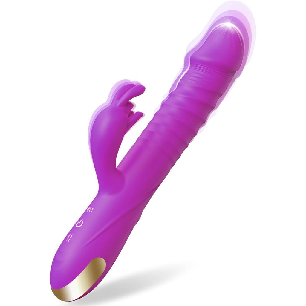 Thrusting Dildo Vibrator Adult Toys for Women-Sex Toy Dildos Rabbit G Spot Vibrator with 3 Fast Thrusting 10 Vibration Modes Sex Toy for Women Couple